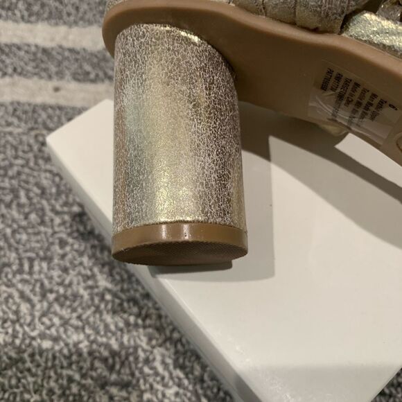 🦋NEW! Gold Basil Rope Open Toe Slide On Heels SZ 6 - Picture 6 of 7